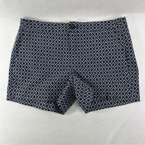 Banana Republic Geometric Navy and White Diamond Patterned Shorts